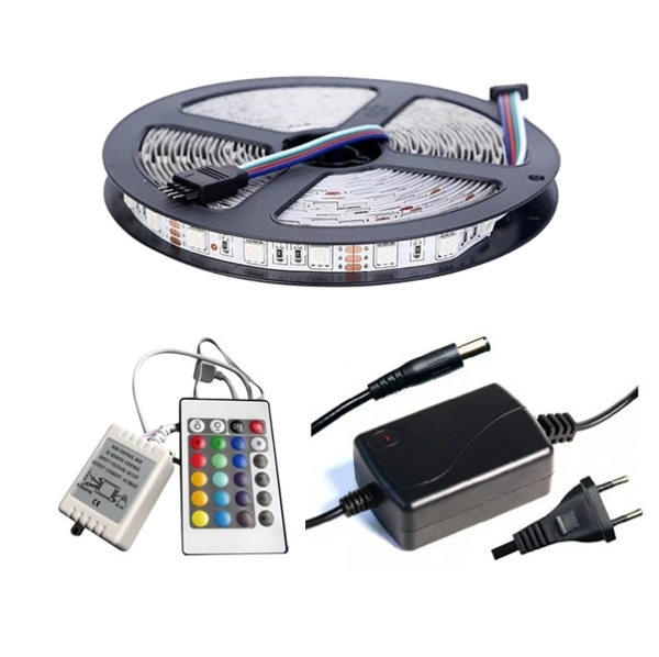 Winboss 5mt Rgb Şerit Led Slikonlu Adaptör Uzaktan Kumanda Tak Çalıştır - Image 1