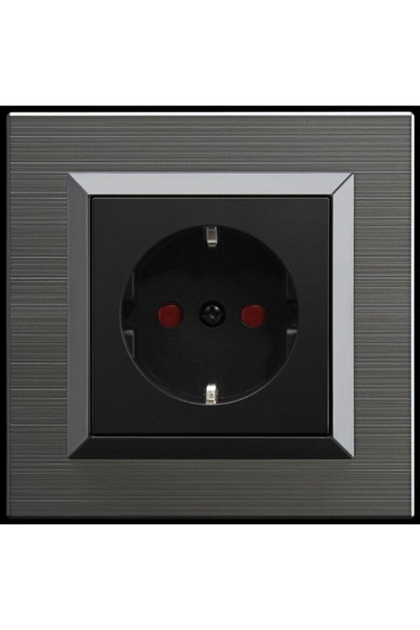 Ovivo Quantum Manyetik Gri Çocuk Korumalı Priz Çerçeve - Image 1