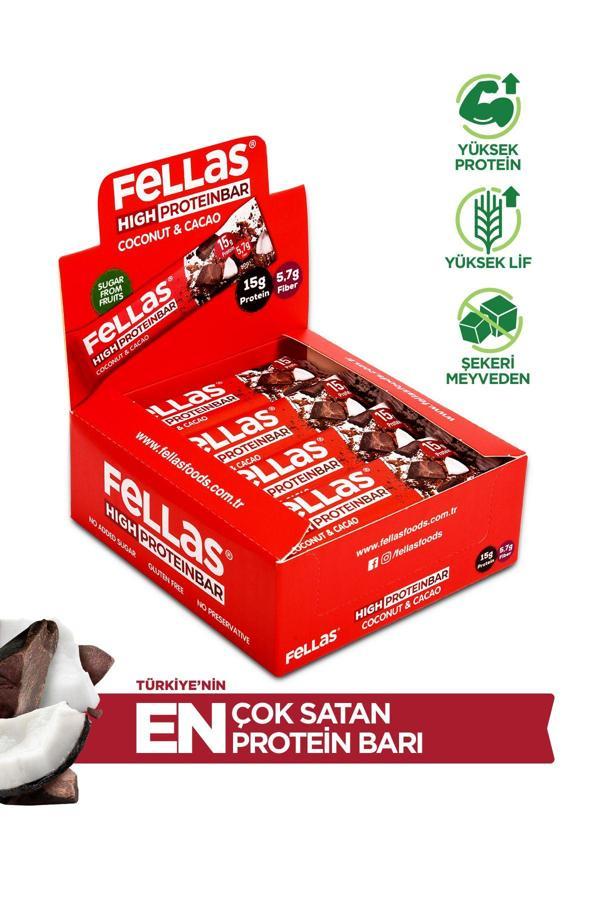 Yüksek Protein Bar - Hindistan Cevizli ve Kakaolu 45 gr x 12 Adet - Image 1
