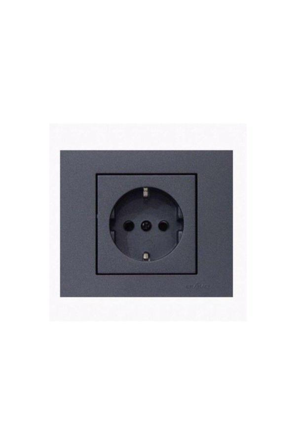 Ovivo Grano Metalik Metalik Füme Topraklı Priz - Image 1