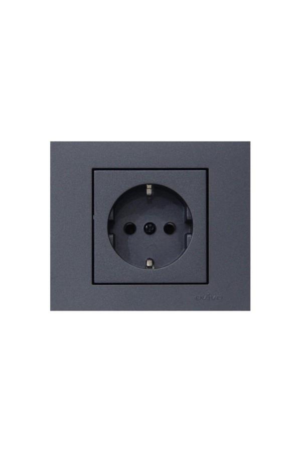 Ovivo Grano Füme Topraklı Priz Çerçeve 1 Adet - Image 1