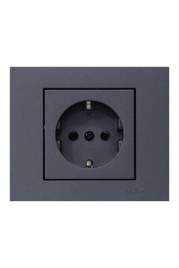 10 Adet Ovivo Grano Füme Topraklı Priz Çerçeve Dahil - Image 1