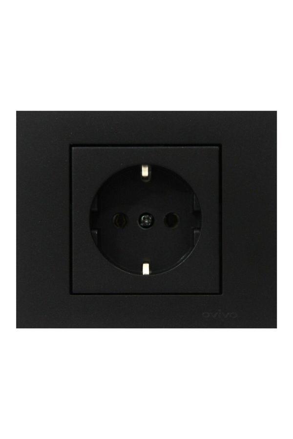 7 Adet Ovivo Grano Siyah Topraklı Priz Çerçeve Dahildir 7'li - Image 1