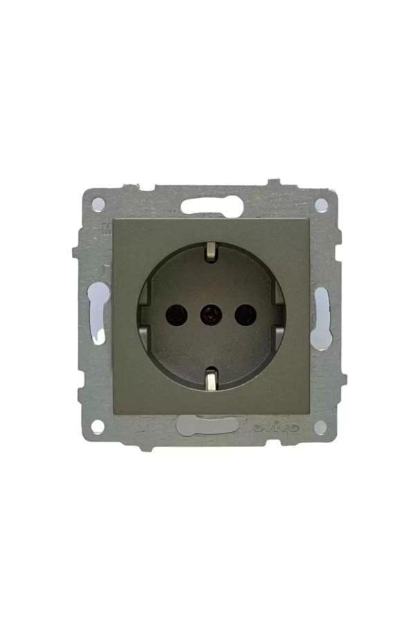 Ovivo Antrasit Topraklı Priz Çerçevesiz - Image 1