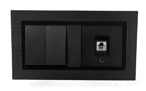 Quantum Siyah Komütatör (ikili Anahtar)+nümeris (telefon) Prizi 2'li Set (ovivo) - Image 1