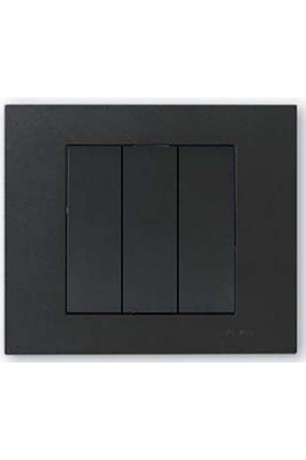 9 Adet Ovivo Grano Siyah Üçlü Anahtar Çerçeve Dahil 9'lu - Image 1