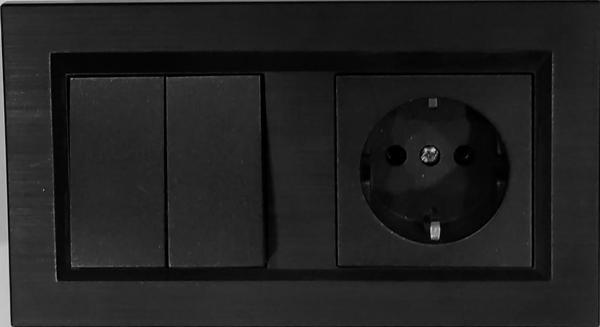 Quantum Siyah Komütatör (ikili Anahtar)+topraklı Priz 2'li Set (ovivo) - Image 1