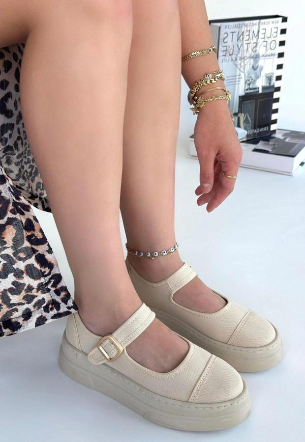 Lunni Bej Keten Spor Ayakkabı - Image 1