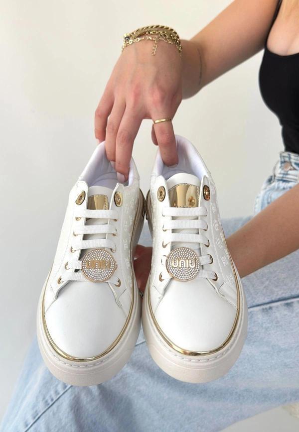 Jlar Beyaz Cilt Bağcıklı Spor Ayakkabı - Image 1