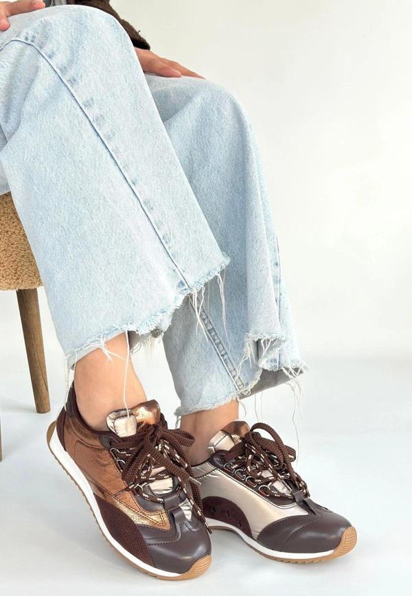 Ranu Kahverengi Cilt Paraşüt Detaylı Bağcıklı Spor Ayakkabı - Image 1