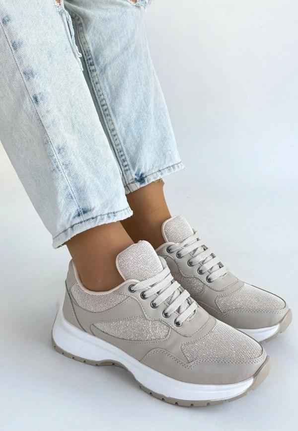 Slar Bej Cilt Bağcıklı Spor Ayakkabı - Image 1