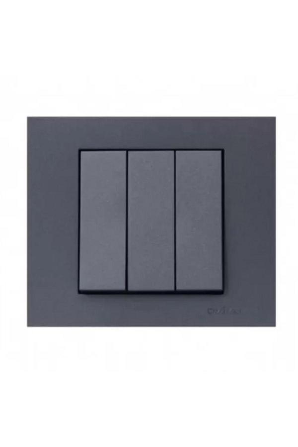 10 Adet Grano Metalik Füme Üçlü Anahtar Çerçeve Dahil Tem - Image 1