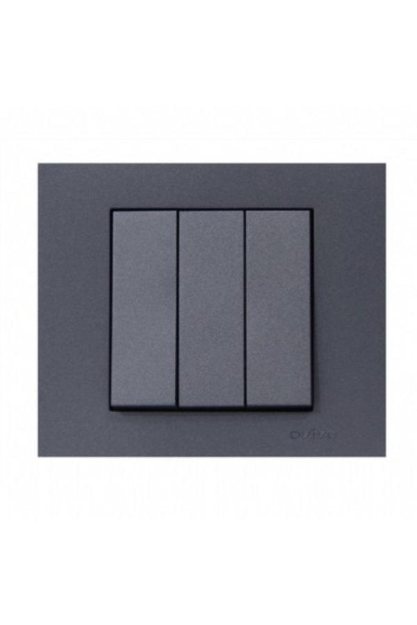 Grano Metalik Füme Üçlü Anahtar Çerçeve Dahildir - Image 1