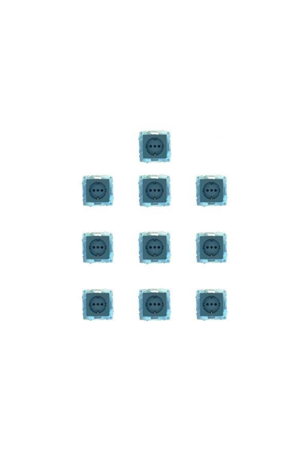 10 Adet Grano Metalik Füme Topraklı Priz Çerçevesiz 10'lu Paket/set - Image 1