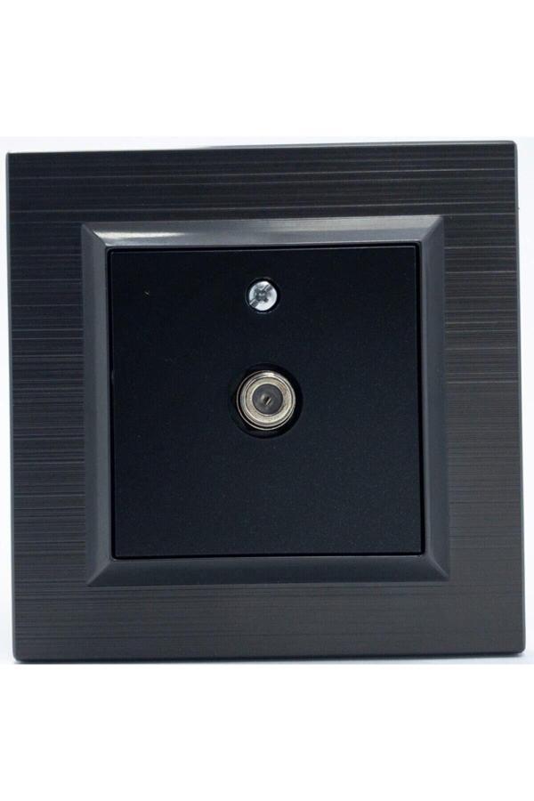 Quantum Antrasit Siyah F Tip Uydu Tv Prizi Mekanizma+çerçeve - Image 1