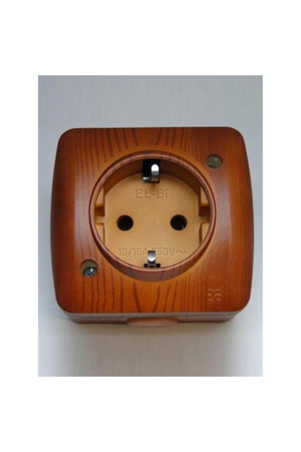 5 Adet Sıva Üstü Kiraz Ahşap Renkli Priz Elbi / Alsu - Image 1