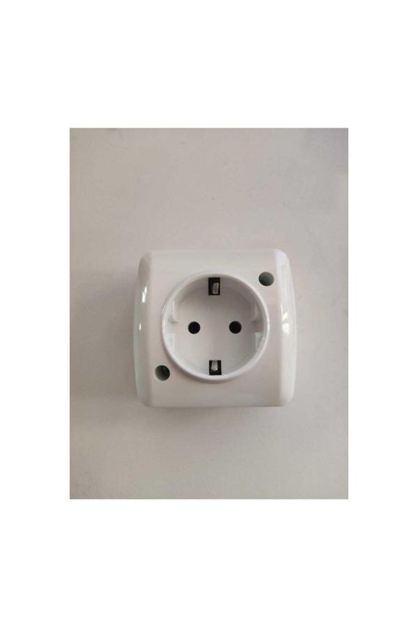 6 Adet Alsu Sıva Üstü Beyaz Topraklı Priz - Image 1
