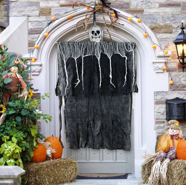 Ürpertici Kuru Kafa Korku Hayalet Saçaklı Dekor 90x50 Cm (4915) Go-53-vice/(1395) - Image 1