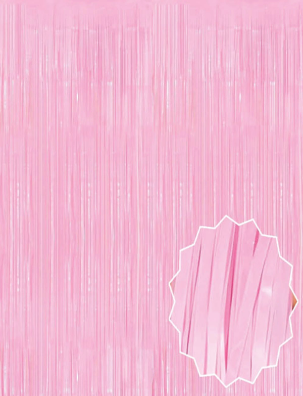 Soft Pembe Püsküllü Kapı Perdesi - Parti, Baby Shower, Cinsiyet Partisi 1x2 M - Image 1