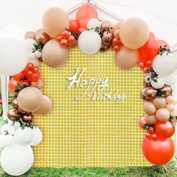 Ekstra Metalize Altın Renk Disko Dikdörtgen Kesim Kapı Perdesi Dekorasyon 1x2 Metre - Image 1