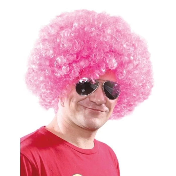 Açık Pembe Renk Kıvırcık Afro Bonus Peruk - Image 1