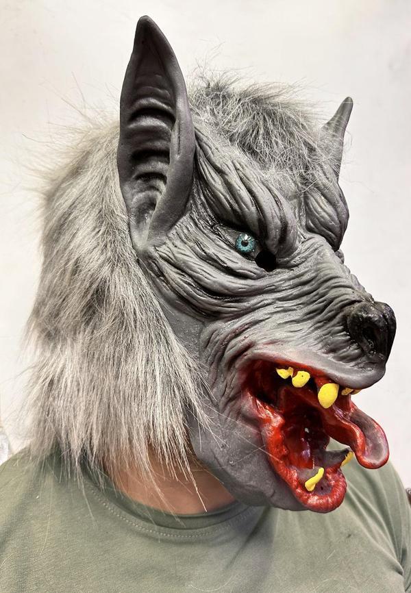 Kafaya Tam Geçmeli Lateks Dil Çıkaran Mavi Gözlü Kurt Maskesi (4915) Go-53-vice/(1395) - Image 1