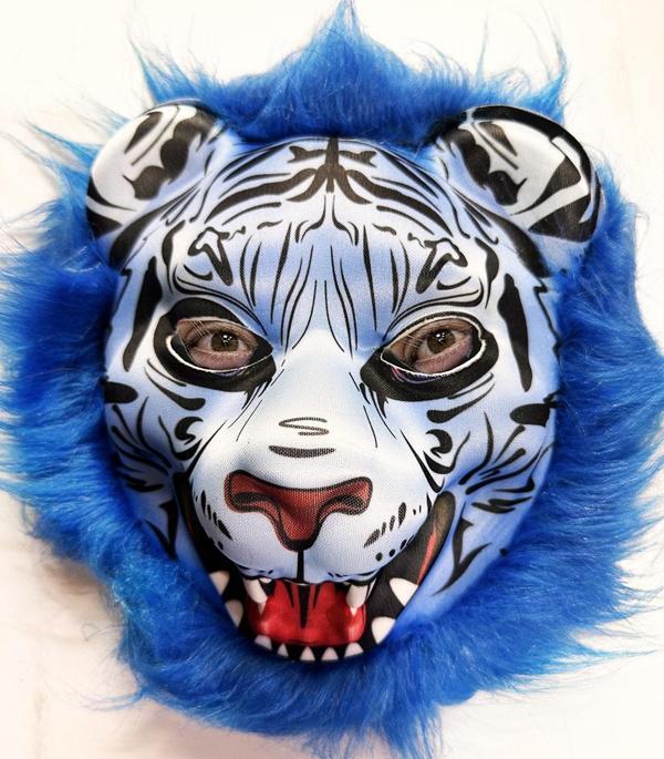 Mavi Saçlı Kaplan Maskesi Kurt Maskesi Mega Peluş 27 No (4915) Go-53-vice/(1395) - Image 1