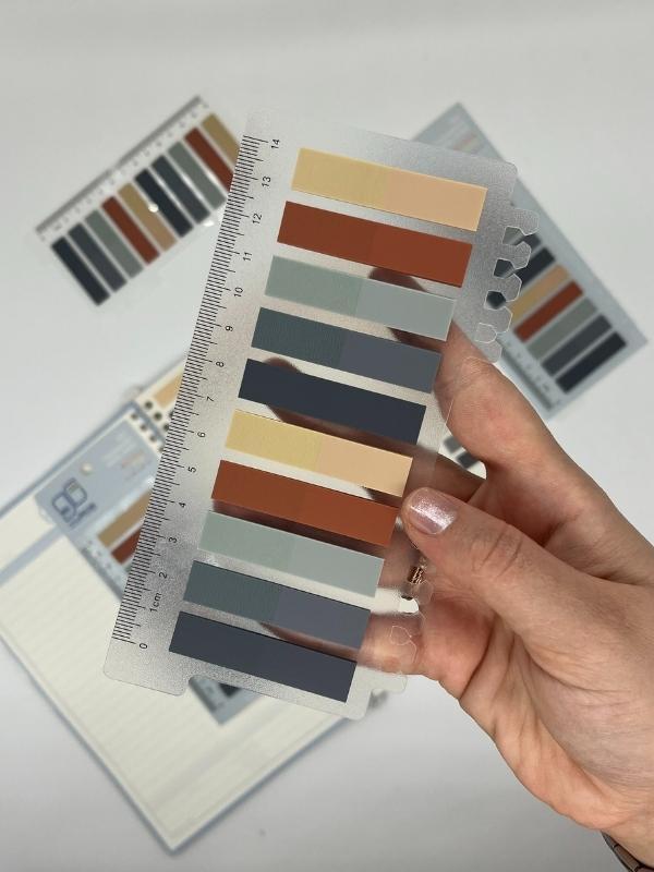 10 Renkli Cetvelli Gri ve Toprak Tonları İndeks Sticker/İndex/Post-it/Postit/Kitap Ayracı/Not Kağıdı - Image 1