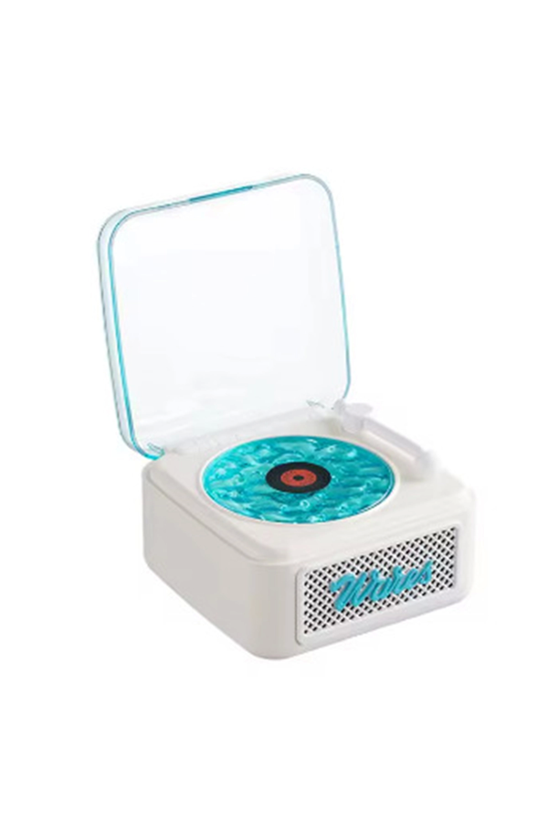 Nostalji Mini Plak Görünümlü Radyolu Bluetooth Hoparlör 3d Ses Dalgası Retro Müzik Plak Beyaz - Image 1