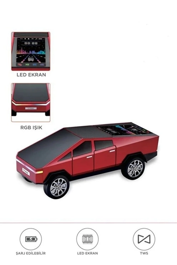 D68 Cyber Model Araba Tasarımlı Bluetooth Hoparlör 15w Güçlü Ses Rgb Led /tws/usb Kırmızı - Image 1