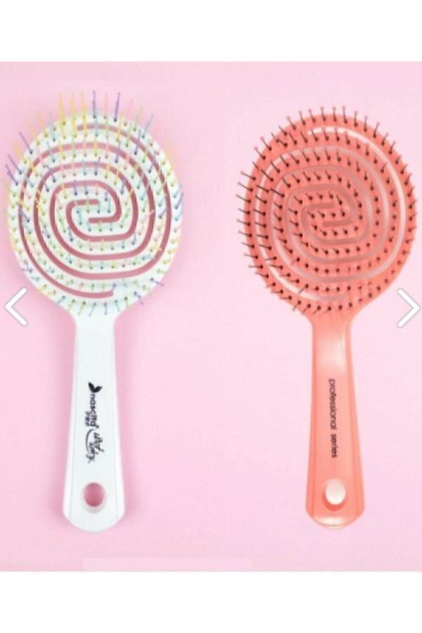 Gogoey Saç Fırçası Ve Tarak Pembe Ve Beyaz Pro Üç Boyutlu Oval Saç Fırçası 02 6011Seri - Image 1