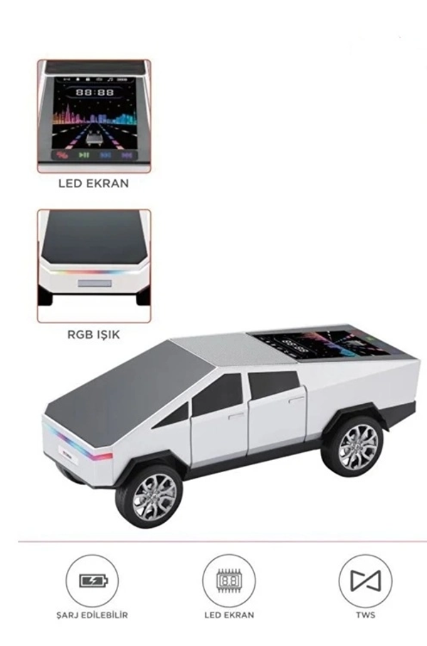 D68 Cyber Model Araba Tasarımlı Bluetooth Hoparlör 15w Güçlü Ses Rgb Led /tws/usb Beyaz - Image 1