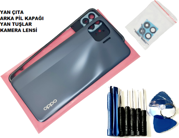 Oppo Reno 4 Lite kasa Arka Pil Kapağı (FULL TAMİR SETİ) SİYAH - Image 1
