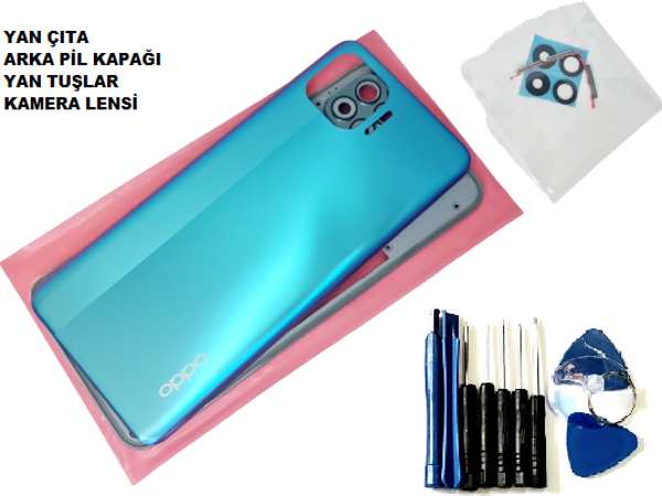 Oppo Reno 4 Lite kasa Arka Pil Kapağı (FULLTAMİR SETİ) MAVİ - Image 1