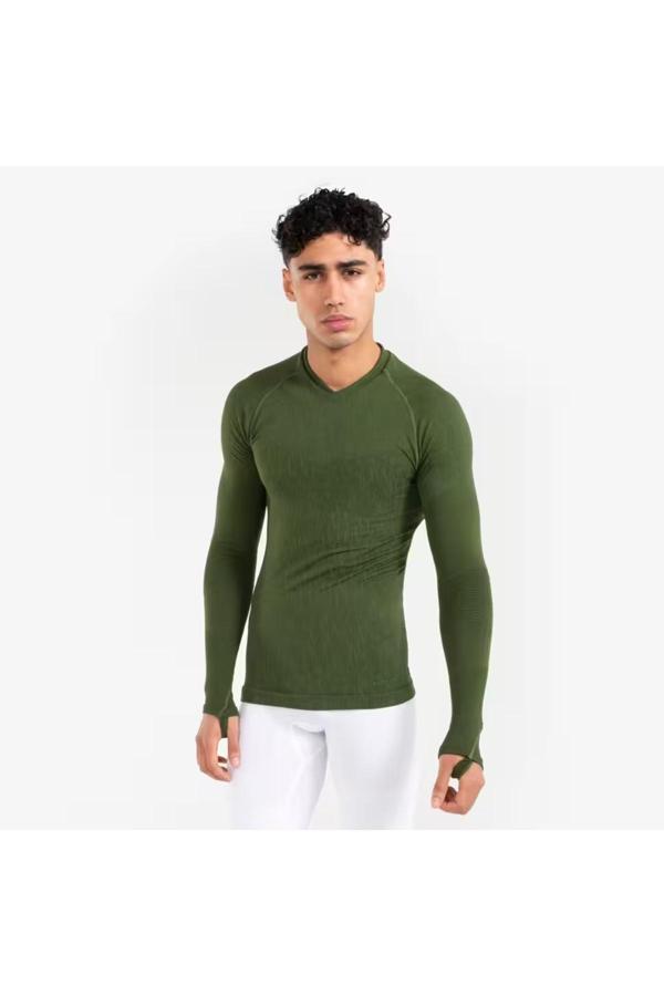 Decathlon Yetişkin Uzun Kollu Termal Üst İçlik - Haki - Keepdry - Futbol İçliği - Image 1