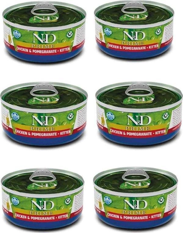 N&D Prime Yavru Kedi Konserve Tavuklu Ve Narlı Kitten 70 Gr 6 Adet - Image 1