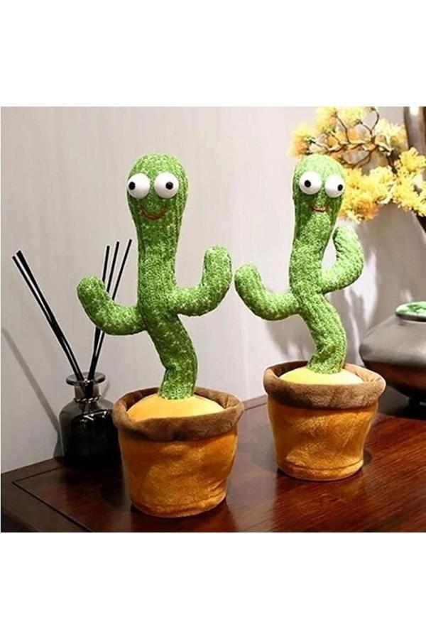 Ard Konuşan Dans Eden Kaktüs Müzikli Işıklı Saksı Peluş Oyuncak - Image 1