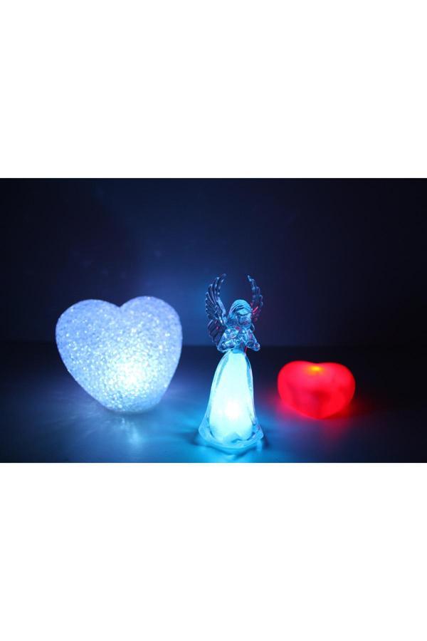 Işık Kasabası Melek Ve Kalp Gece Lambası Renk Değiştiren Mika Ve Silikon - Image 1