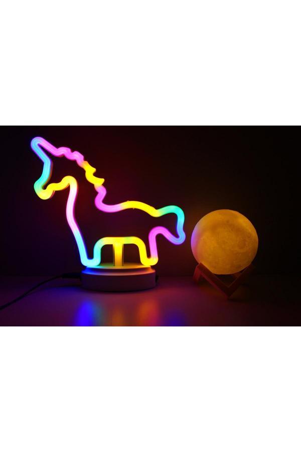 Işık Kasabası Neon Unicorn Ve 3 D Led Küre - Image 1
