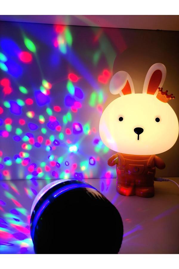Işık Kasabası Rcb Yıldız Yansımalı Sihirli Küre Ve Tavşan Led Gece Lambası - Image 1