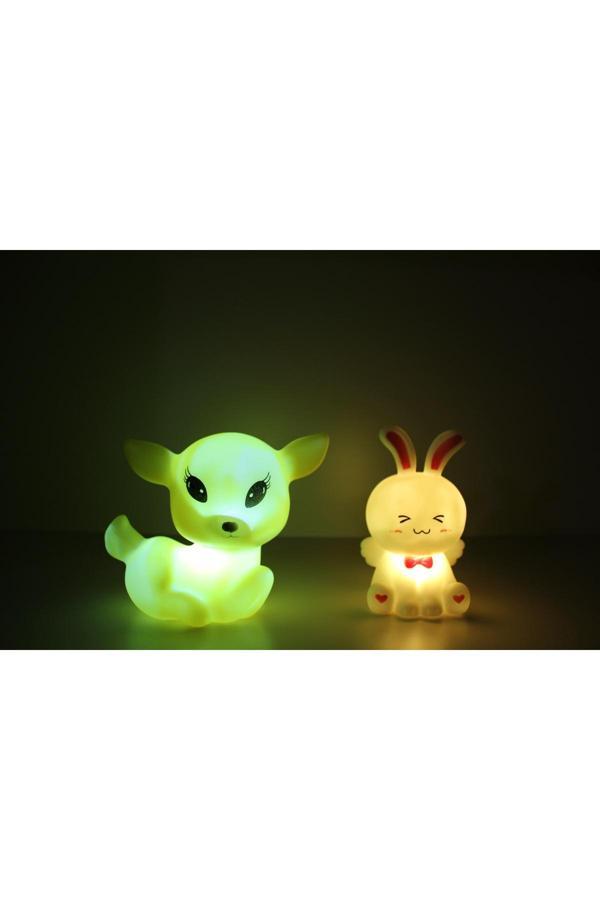 Işık Kasabası Tavşan Ve Geyik Led Masa Lambası Ceylan Ve Tavşan Hediye Konsepti - Image 1