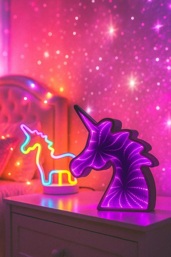 Işık Kasabası Unicorn Neon Ve Aynalı Unicorn Led Gece Lambası - Image 1
