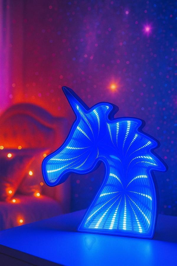 Işık Kasabası Unicorn Sonsuz Aynalı Yansımalı Masa Ve Gece Lambası Led - Image 1