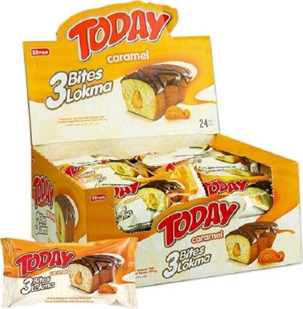 Elvan Today 3 Bites Karamelli Kek 40 gr. 24 Adet (1 Kutu) - Image 1