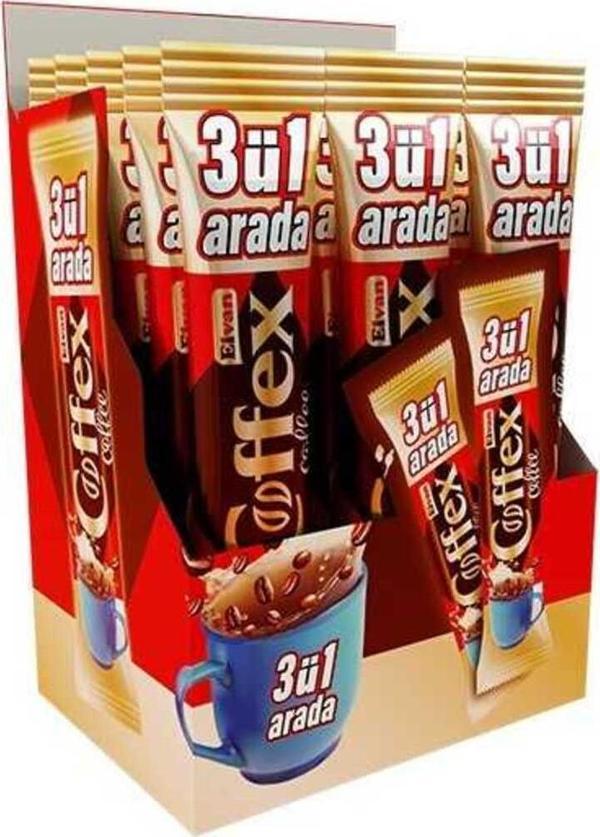 Elvan Coffex 3'ü 1 Arada Hazır Kahve 18 gr. (1 Kutu) - Image 1