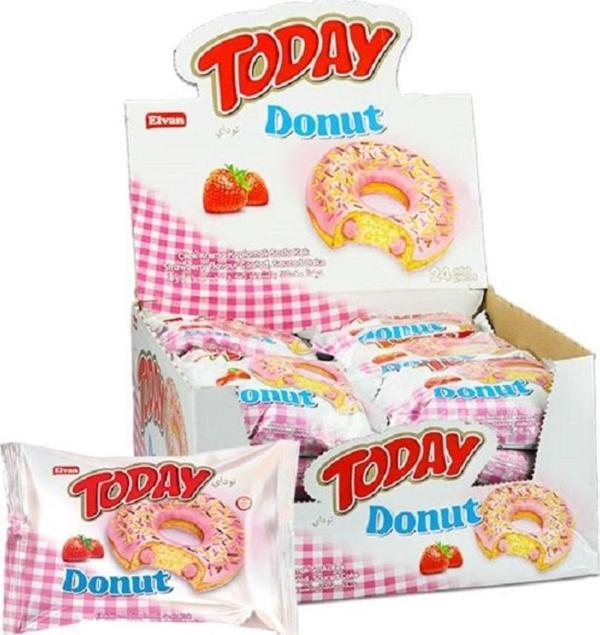 Elvan Today Donut Çilekli 35 Gr 24 Adet (1 Kutu) - Image 1