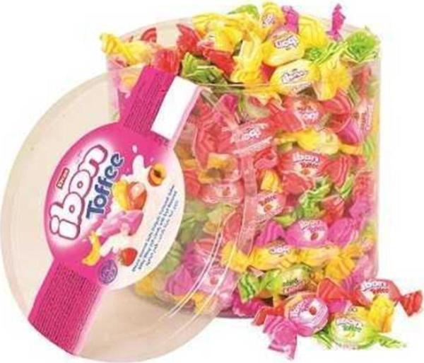 Elvan Ibon Toffee Sütlü Meyveli Şeker 1000 Gr. Silindir (1 Kutu) - Image 1
