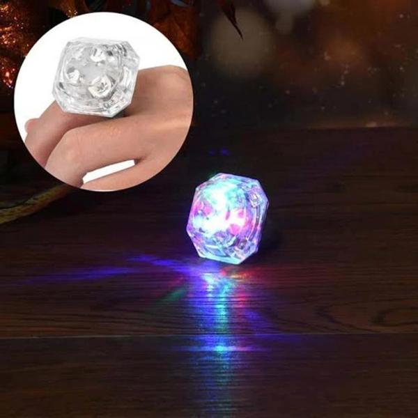 BFS   Kristal Tasarımlı Led Glow Işıklı 3 Modlu Gümüş Yüzük 3.5 x 5 cm - Image 1