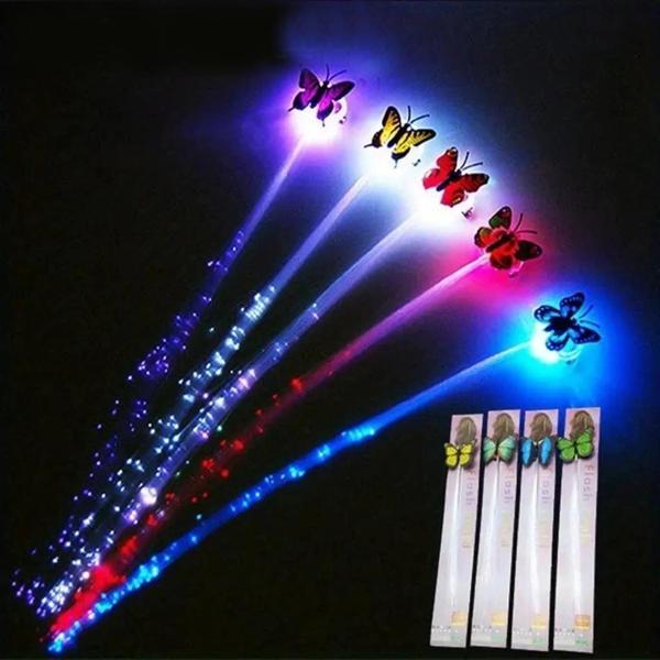 BFS   Led Fiber Optik Işıklı Kelebek Saç Klipsi 1 Adet - Image 1