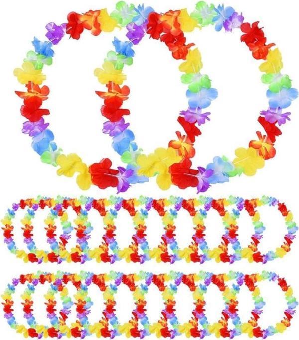 BFS   Hawaii Çiçekli Boyun Kolyesi - Renkli Tropikal Parti Leisi 12 Adet - Image 1